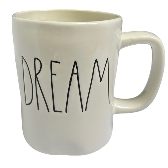 Rae Dunn DREAM Mug Coffee Tea White Black Large Long Letters Dimples NWT 2017 OG - Picture 1 of 13